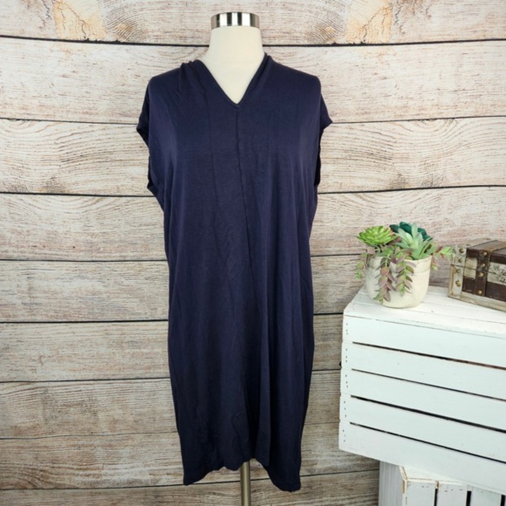 Lou & Grey Women's Navy Blue V-Neck‎ Knit Casual Comfy Dress Size M